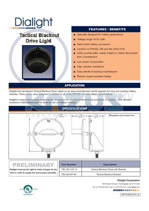 TBL-GC-14T-13 datasheet - Tactical Blackout Drive Light