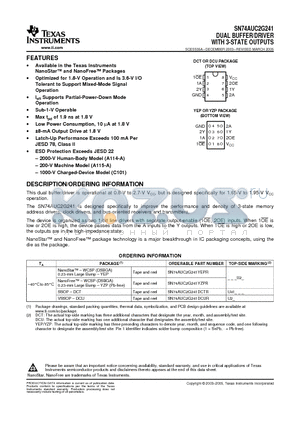 SN74AUC2G241DCTR datasheet - DUAL BUFFER/DRIVER WITH 3-STATE OUTPUTS