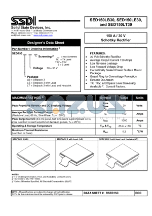 SED150LE30 datasheet - Schottky Rectifier