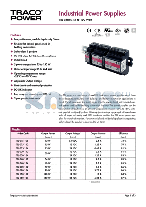 TBL150-112 datasheet - Industrial Power Supplies