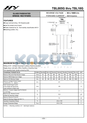 TBL04G datasheet - GLASS PASSIVATED BRIDGE RECTIFIERS