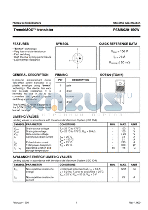 PSMN020-150W datasheet - TrenchMOS transistor