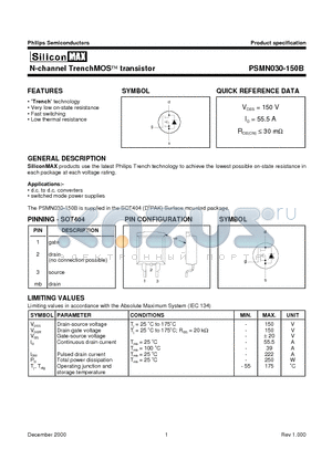 PSMN030-150B datasheet - N-channel TrenchMOS transistor