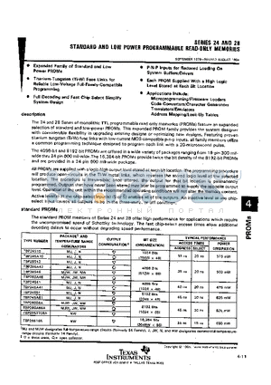 TBP24S10 datasheet - STANDARD AND LOW POWER PROGRAMMABLE READ ONLY MEMORIES