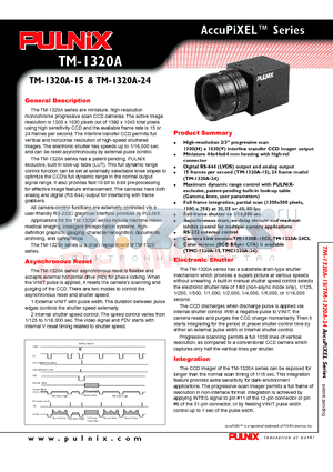 TM-1320A-15 datasheet - monochrome progressive scan CCD cameras