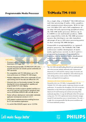 TM-1100 datasheet - Programmable Media Processor