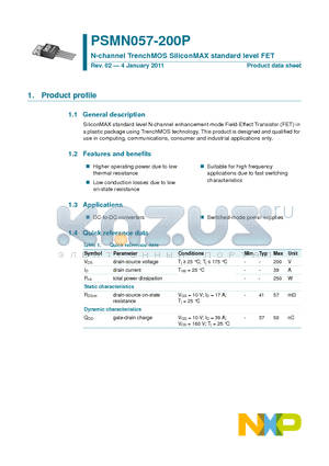 PSMN057-200P datasheet - N-channel TrenchMOS SiliconMAX standard level FET