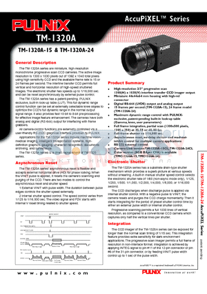 TM-1320A datasheet - monochrome progressive scan CCD cameras
