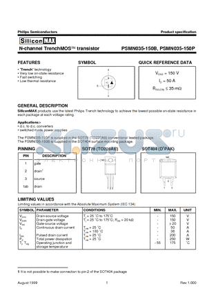 PSMN035-150P datasheet - N-channel TrenchMOS transistor