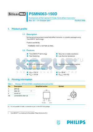 PSMN063-150D datasheet - N-channel TrenchMOS transistor