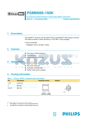 PSMN085-150K datasheet - N-channel enhancement mode field-effect transistor