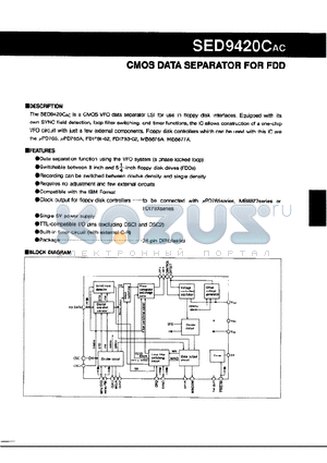 SED9420CAC datasheet - CMOS DATA SEPARATOR FOR FDD