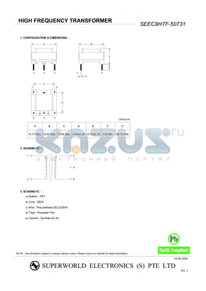 SEEC8HTF-50731 datasheet - HIGH FREQUENCY TRANSFORMER