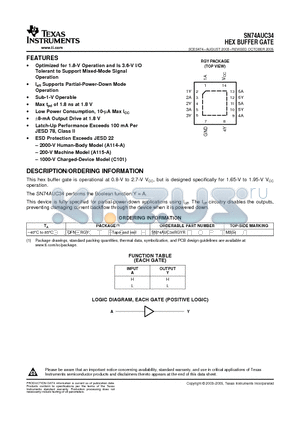 SN74AUC34 datasheet - HEX BUFFER GATE