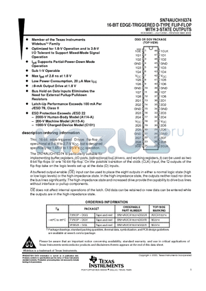 SN74AUCH16374DGGR datasheet - 16-BIT EDGE-TRIGGERED D-TYPE FLIP-FLOP WITH 3-STATE OUTPUTS