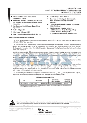 SN74AUCH32374 datasheet - 32-BIT EDGE-TRIGGERED D-TYPE FLIP-FLOP WITH 3-STATE OUTPUTS