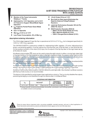 SN74AUCH32374GKER datasheet - 32-BIT EDGE-TRIGGERED D-TYPE FLIP-FLOP WITH 3-STATE OUTPUTS