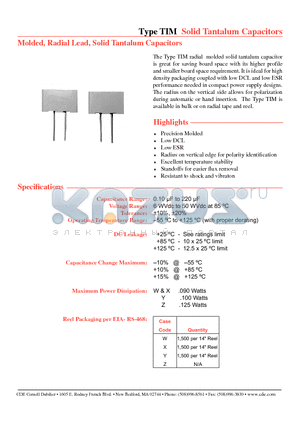 TM104K006P0Y datasheet - Molded, Radial Lead, Solid Tantalum Capacitors