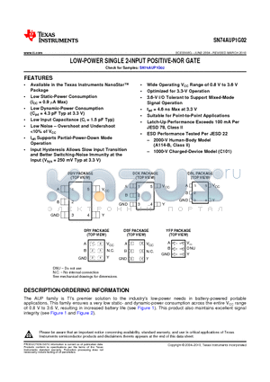 SN74AUP1G02DBVR datasheet - LOW-POWER SINGLE 2-INPUT POSITIVE-NOR GATE