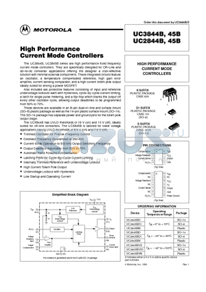 UC384XBD1 datasheet - HIGH PERFORMANCE CURRENT MODE CONTROLLERS