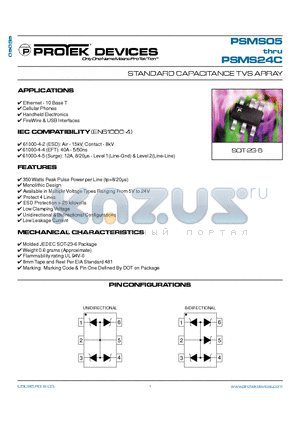 PSMS12C datasheet - STANDARD CAPACITANCE TVS ARRAY