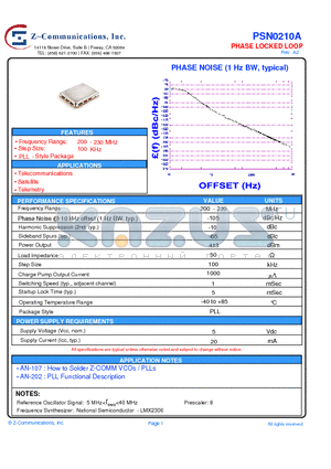 PSN0210A_10 datasheet - PHASE LOCKED LOOP