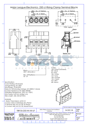 TBR-06-250 datasheet - .250cl Rising Clamp Terminal Block Interlock