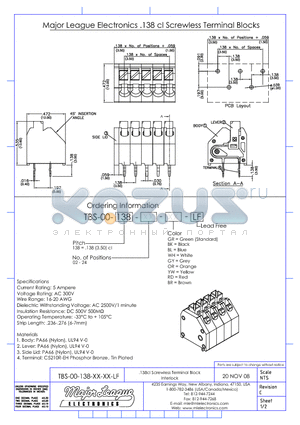 TBS-00-138 datasheet - .138cl Screwless Terminal Block Interlock