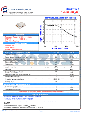 PSN2716A_10 datasheet - PHASE LOCKED LOOP