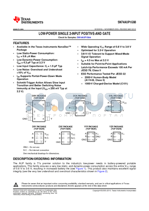 SN74AUP1G08DBVT datasheet - LOW-POWER SINGLE 2-INPUT POSITIVE-AND GATE