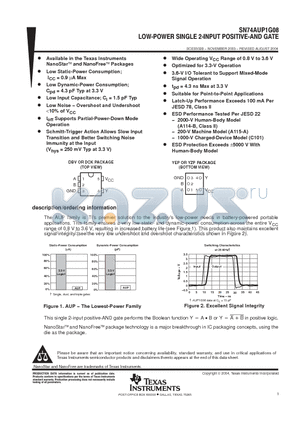 SN74AUP1G08DCKR datasheet - LOW POWER SINGLE 2 INPUT POSITIVE AND GATE