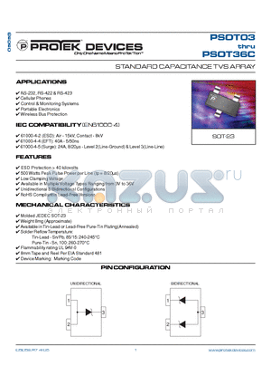 PSOT03 datasheet - STANDARD CAPACITANCE TVS ARRAY