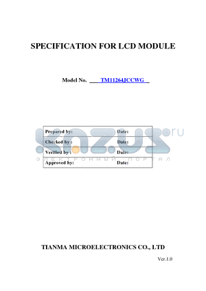 TM11264JCCWG datasheet - SPECIFICATION FOR LCD MODULE