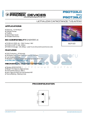 PSOT03LC datasheet - ULTRA LOW CAPACITANCE TVS ARRAY