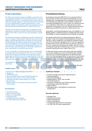 TM12 datasheet - CIRCUIT BREAKERS FOR EQUIPMENT