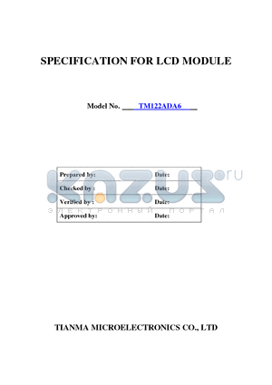 TM122ADA6 datasheet - SPECIFICATION FOR LCD MODULE