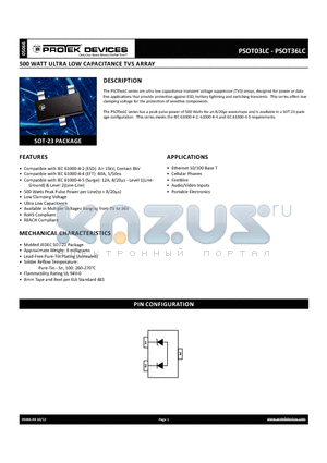 PSOT03LC_12 datasheet - 500 WATT ULTRA LOW CAPACITANCE TVS ARRAY