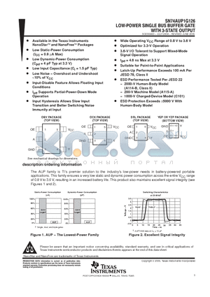 SN74AUP1G126DBVR datasheet - LOW-POWER SINGLE BUS BUFFER GATE WITH 3-STATS OUTPUT