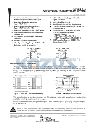 SN74AUP1G14 datasheet - LOW POWER SINGLE SCHMITT TRIGGER INVERTER