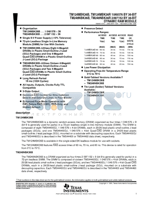 TM124MBK36B-60 datasheet - DYNAMIC RAM MODULE