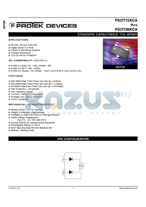 PSOT15KCA datasheet - STANDARD CAPACITANCE TVS ARRAY