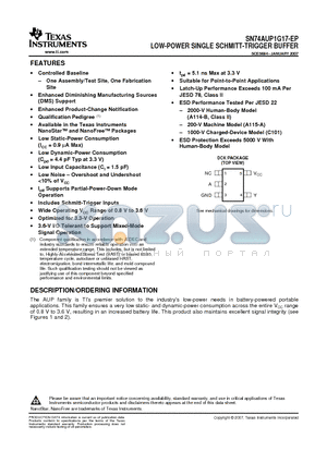 SN74AUP1G17-EP datasheet - LOW-POWER SINGLE SCHMITT-TRIGGER BUFFER