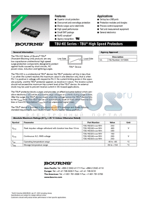 TBU-KE025-050-WH datasheet - TBU High Speed Protectors