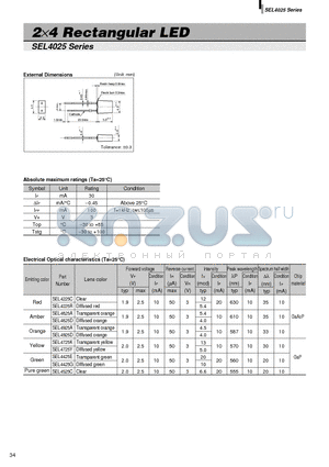 SEL4025 datasheet - 2x4 Rectangular LED