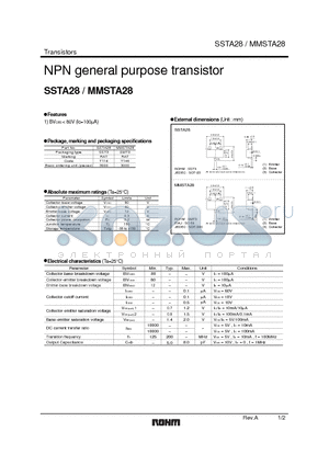 SSTA28 datasheet - NPN general purpose transistor