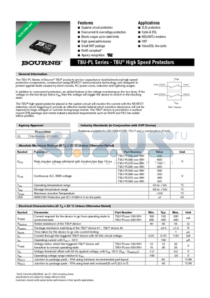 TBU-PL075-100-WH datasheet - TBU High Speed Protectors