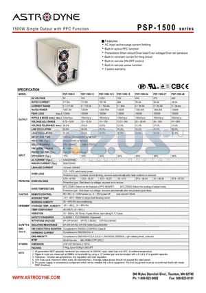 PSP-1500-27 datasheet - 1500W Single Output with PFC Function