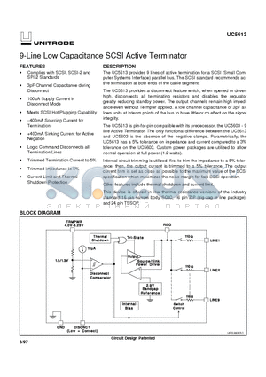 UC5613 datasheet - 9-Line Low Capacitance SCSI Active Terminator