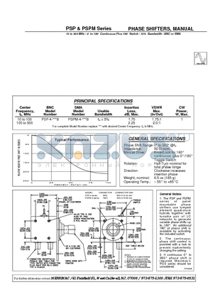 PSP-4-10B datasheet - PHASE SHIFTERS, MANUAL