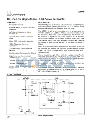 UC5609 datasheet - 18-Line Low Capacitance SCSI Active Terminator